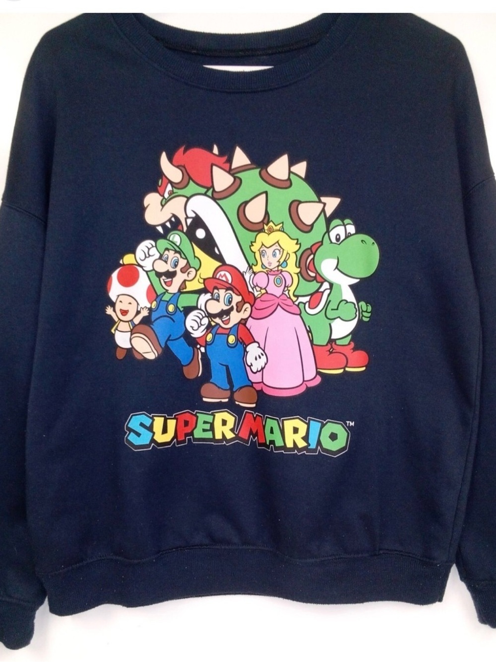 0153 Nintendo Super Mario Navy Blue Sweatshirt with Multicolor Characters